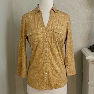 J. McLaughlin Finn‎ Catalina Cloth Long  Sleeve Button Up Shirt Yellow White M